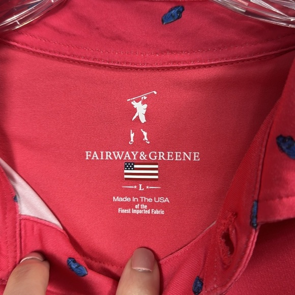 Fairway & Greene Pink Short Sleeve Golf Polo with Race Car Print.Large. - Picture 4 of 8